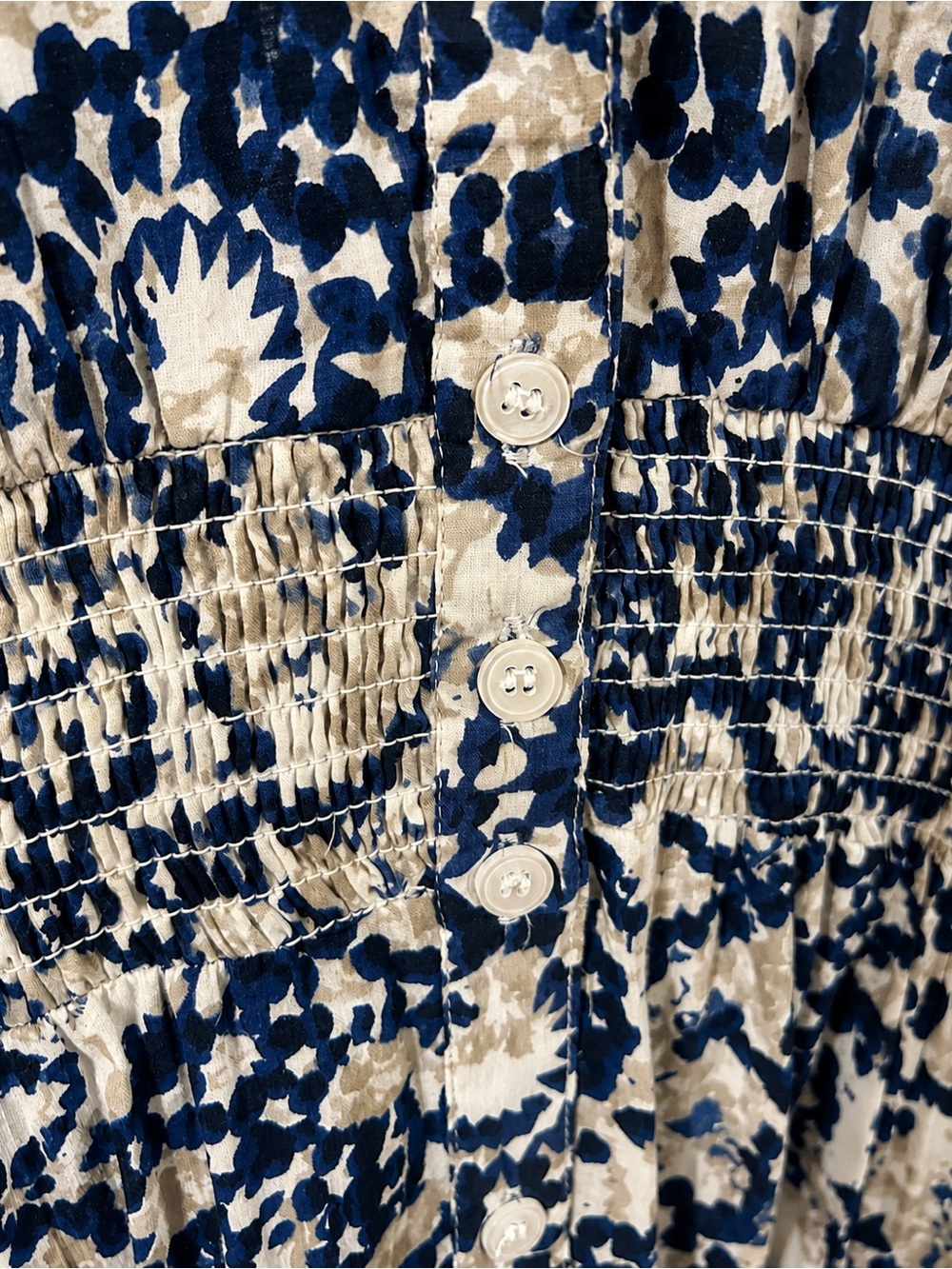 Chelsea & Theodore Navy & Cream Printed Midi Dress – Size L - Picture 4 of 7